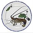 Round Plate with Lobster and Eggplant design
