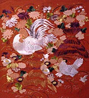 Fukusa (Wrapping cloth), Chrysanthemum and Crane Design (detail)