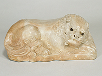 Lion-shaped Pillow, Transparent glaze on the white slipped body