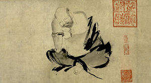 The second Zen patriarch in contemplation.