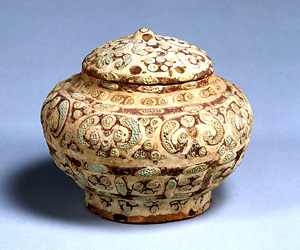 Jar with paste glass decoration.