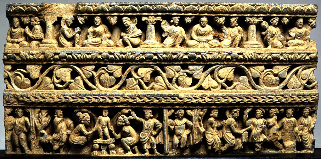 Buddha's life: Birth of Siddhartha and Bath of the Newborn child.