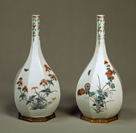 Pair of Bottles, Autumn grasses in overglaze enamels