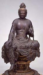 Meditating Bodhisattva figure with one leg crossed (thought to be Nyoirin Kannon) 