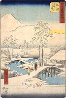 Mt. Fuji and Mt. Ashigara in Numazu after the snow from the series Famous Places Near the Fifty-Three Stations of the Tokaido Highway