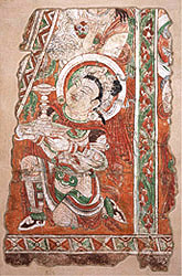 Mural painting: Kneeling Bodhisattva holding incense burner
