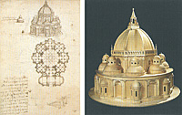 「アシュパーナム手稿」をもとに制作された「集中式プランの教会堂」の模型