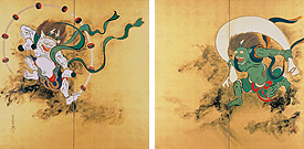 酒井抱一筆　風神雷神図屏風