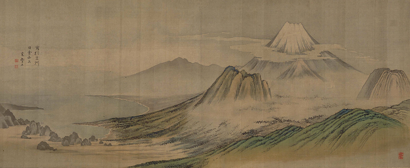 日金山眺望富士山図　宋紫石筆　江戸時代・18世紀
