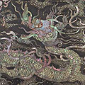 Foiled Tray Dragon and wave design in mother-of-pearl inlay, Yuan dynasty, 14th century, Important Cultural Property