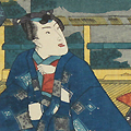 弾琴団扇絵　歌川芳玉筆　江戸時代・19世紀