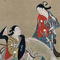 二美人駒引き図　山崎龍女筆　江戸時代・18世紀