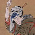 月下砧打美人図　葛飾応為筆　江戸時代・19世紀