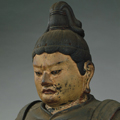 Standing Bishamon Ten (Vaisravana), Formerly owned by the Jurin'in, Chusenji, Heian period, ca. 1162 (Important Cultural Property, Gift of Mr. Kawabata Ryushi)
            