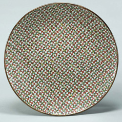 色絵更紗文大皿　重要無形文化財「色絵磁器」保持者　富本憲吉作
