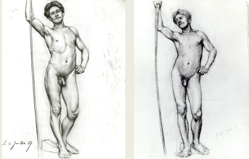 裸体習作　久米桂一郎、黒田清輝筆　明治20年(1887)