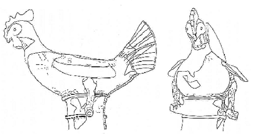 鶏形埴輪実測図（奈良県纏向坂田遺跡出土・4世紀）