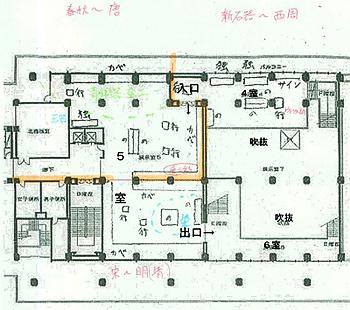  【図2】　東洋館4室・5室ケース配置の試案（2009年1月15日作）
