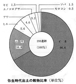 弥生時代出土の穀物比率