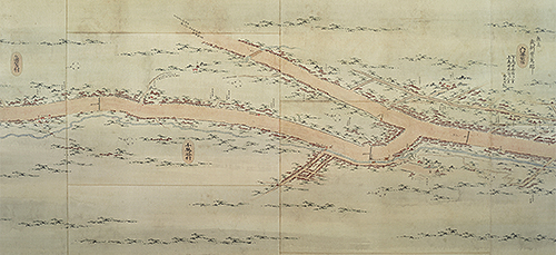 甲州街道中分間延絵図　内藤新宿・千駄ヶ谷