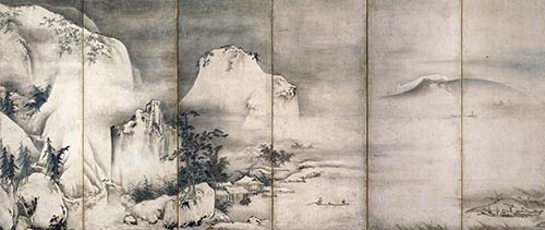 重要文化財「四季山水図屏風」（左隻）