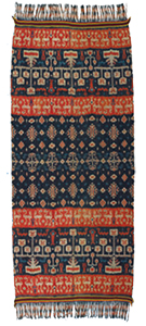 Hinggi kombu (Shoulder garment), Warp ikat; skull tree and animal design