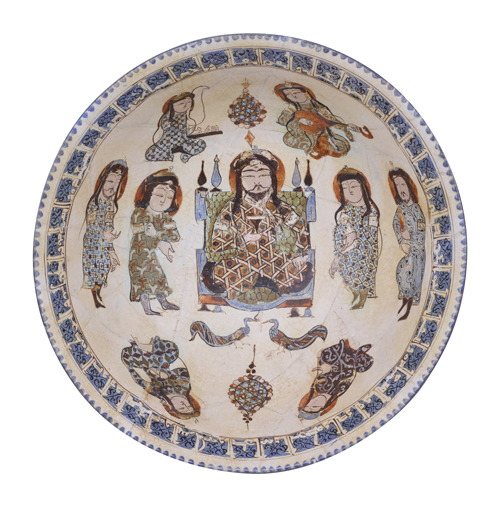 Bowl, Figure design in overglaze enamel