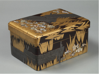 Original Work: Writing Box with the Eight-Plank Bridge, Lacquered wood with maki-e, lead, and mother-of-pearl (National Treasure): image