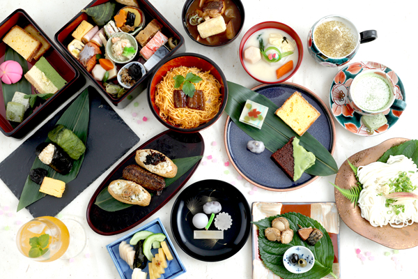 TOHAKAKU茶館で用意している食べ物を集めた写真