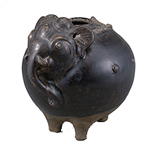 Elephant shaped vessel Dark brown glaze