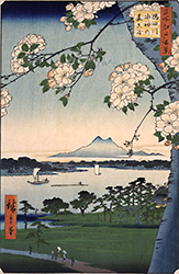 One Hundred Famous Places of Edo: Suijin Shrine and Massaki by the Sumida River