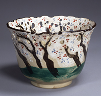 Bowl, Cherry tree design in openwork and overglaze enamel