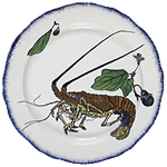 Round Plate with Lobster and Eggplant design