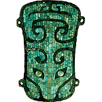 Bronze Ornamental Plaque, Animal design with turquoise inlay