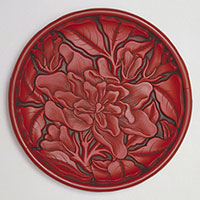 Carved Lacquer Plate with Gardenia Design