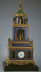 Pavilion-shaped Cloisonné Clock with a Pagoda