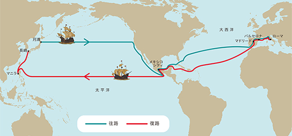 支倉の行程図