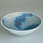 Bowl, Flowers in overglaze enamel