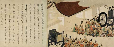 Narrative Picture
            Scroll of the Chronicle of the Heiji Civil War: The Removal of the Imperial Family to Rokuhara