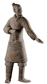 Pottery figure of standing archer