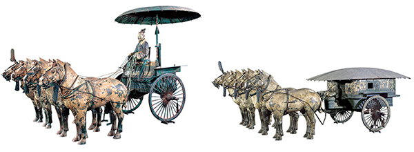 Colored bronze chariot