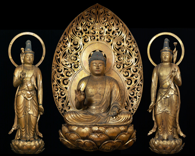 Important Cultural Property　Seated Amida Nyorai and Two Standing Attendants