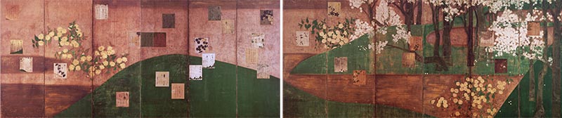 桜山吹図屛風