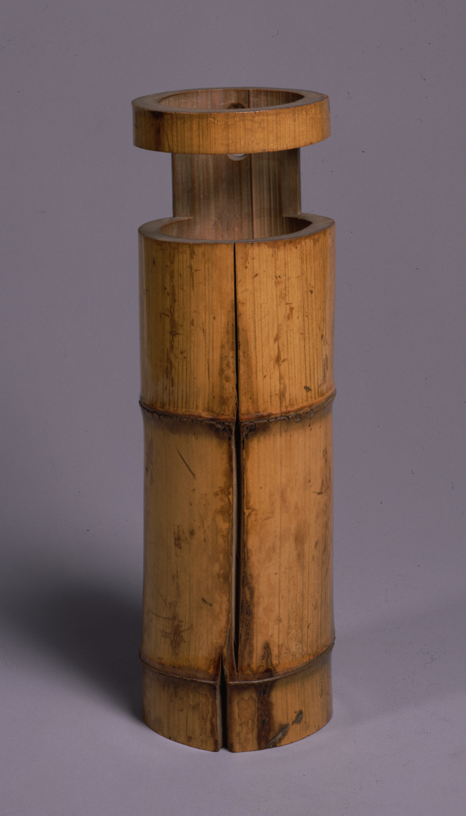 Image of "Flower vase with side opening, bamboo."