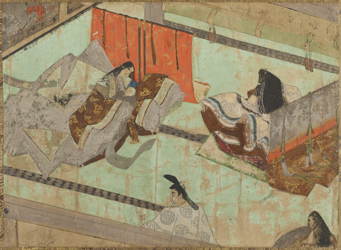 Image of "Detached Segment of Illustrated Scroll of Diary of Lady Murasaki"