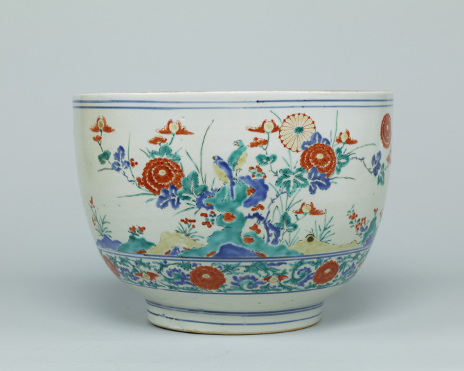 Image of " Large Deep Bowl with Birds and Flowers"