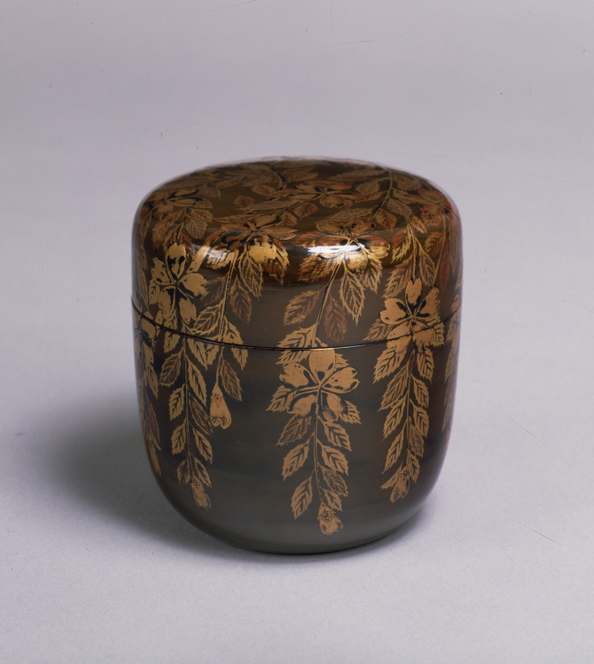 Image of "Container for Thin Tea with a Weeping Cherry Tree"