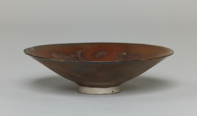Image of "Bowl with Peonies and Butterflies, Glazed stoneware with gold"