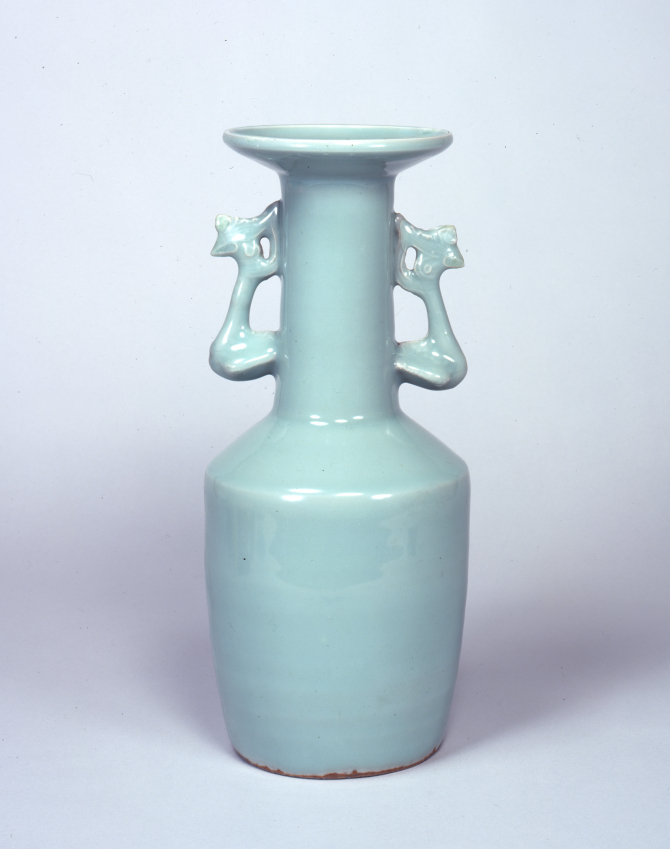 Image of "Vase with Phoenix Handles, Celadon glaze"