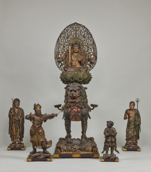 Image of "Seated Monju Bosatsu (Manjusri) and attendants."